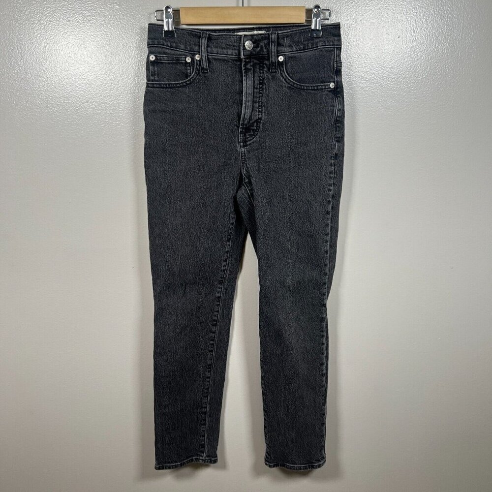 Madewell Perfect Vintage Jeans Size 25 Black Lunar Wash High Rise Straight Leg